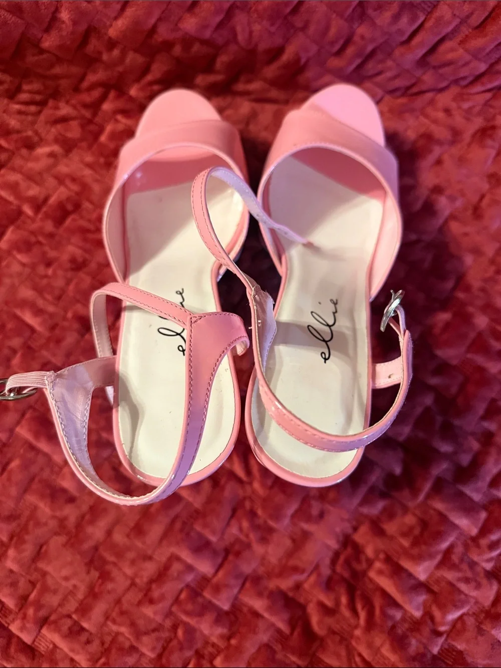 Ellie Pink Patent Platform Stiletto Sandals
